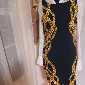 Nicki Minaj Black Dress with Gold Chain Print